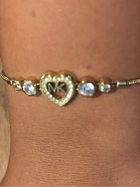 Michael Kors Gold Heart Bracelet with Clear CZ Accents